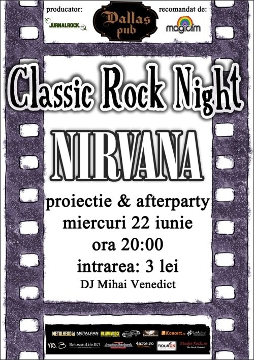 Videoproiectie Nirvana la Classic Rock Night in Dallas Pub Videoproiectie Nirvana la Classic Rock Night in Dallas Pub