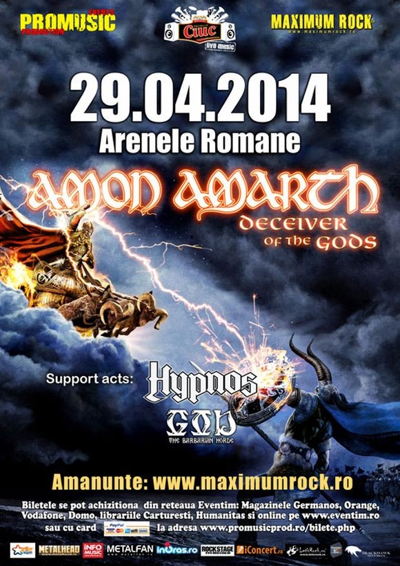 Ultima zi de oferta la biletele pentru concertul Amon Amarth la Arenele Romane