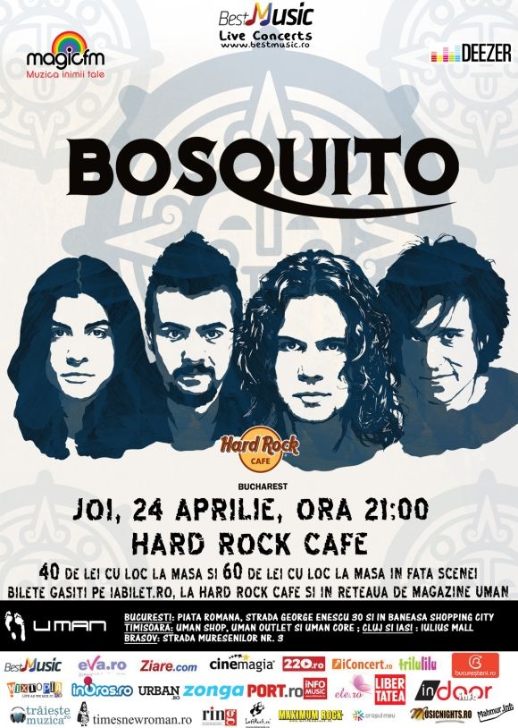 Concert Bosquito la Hard Rock Cafe din Bucuresti