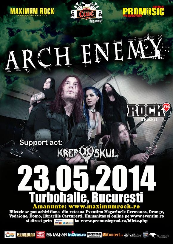 Ultimele bilete cu pret promotional pentru concertul Arch Enemy la Turbohalle