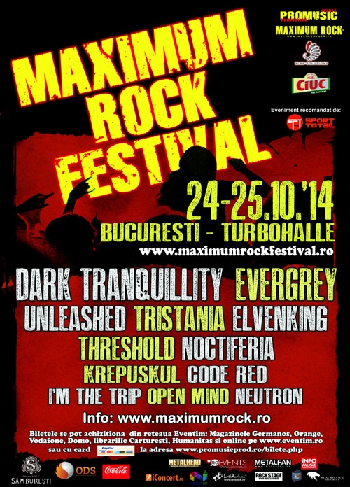 Dark Tranquillity si Unleashed - recital extins la Maximum Rock Festival 2014