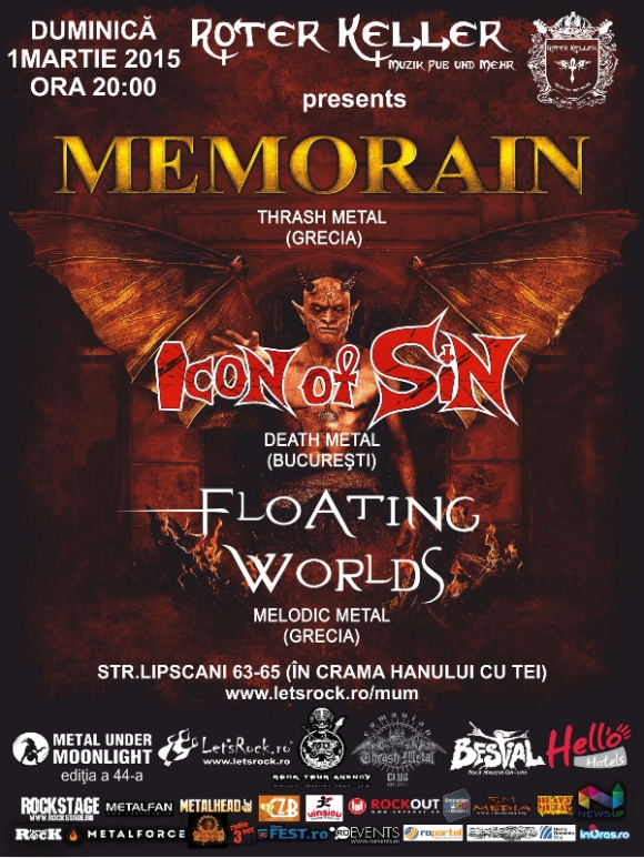 MEMORAIN, Icon Of Sin, Floating Worlds (Metal Under Moonlight XLIV, 01.03.2015)