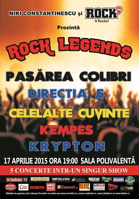 Rock Legends cu Pasarea Colibri, Celelalte Cuvinte, Directia 5, Kempes si Krypton la Sala Polivalenta