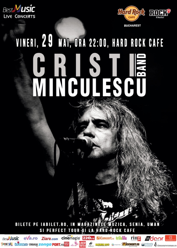 Cristi Minculescu canta alaturi de trupa sa in Hard Rock Cafe