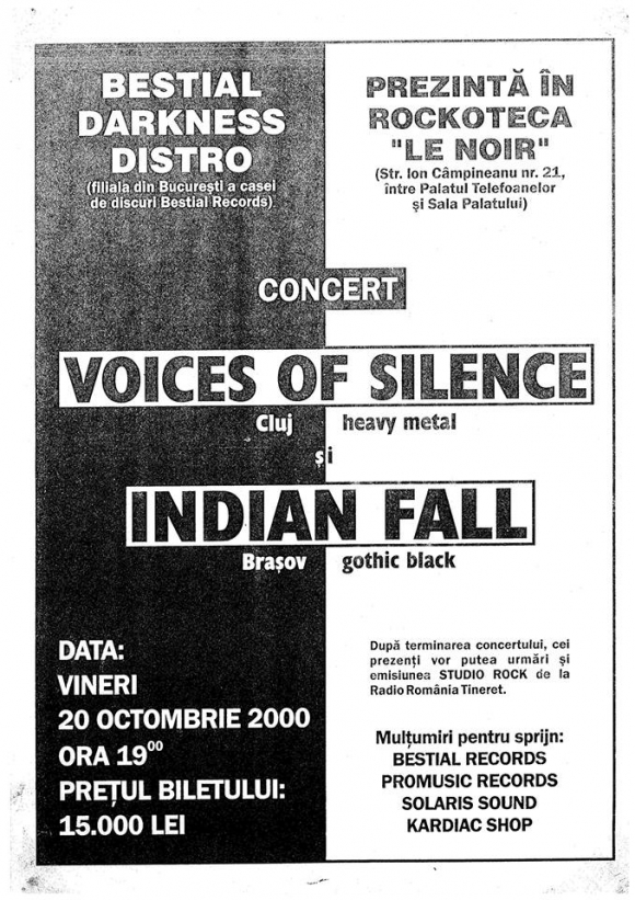 INDIAN FALL, Voices of Silence, Hathor (Metal Under Moonlight III, 20.10.2000)