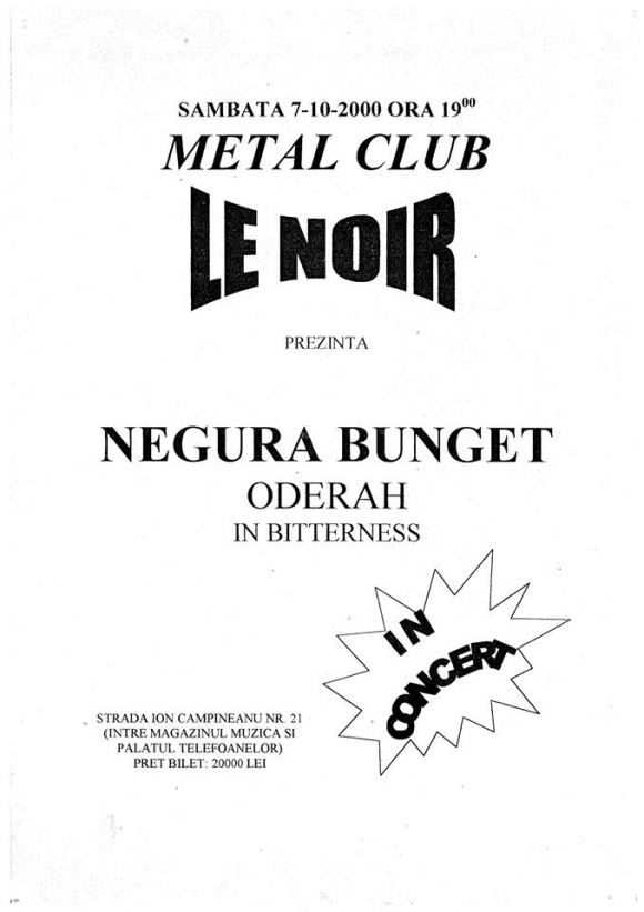 NEGURA BUNGET, Onderah, In Bitterness (Metal Under Moonlight II, 07.10.2000)