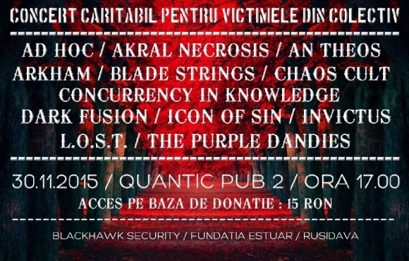 Concert caritabil pentru victimele din Colectiv in Quantic Pub 2