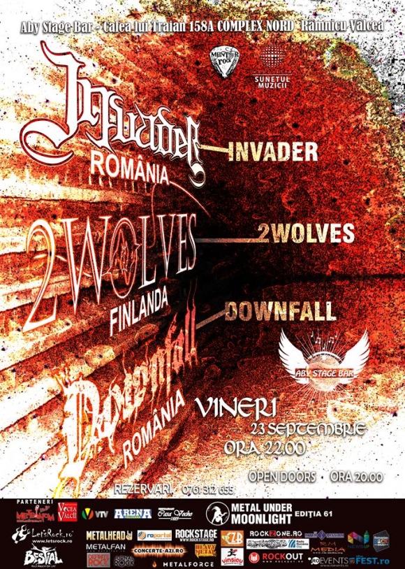 Concert de metale grele la Ramnicu Valcea in seara asta: Invader, Downfall si 2 Wolves (Finlanda)