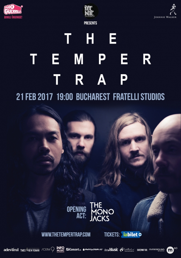 Trupa The Mono Jacks canta in deschiderea concertului The Temper Trap de la Bucuresti